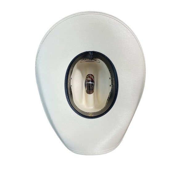 Lone Star White Western Cowboy Hat With Black Band & Silver Accents - Picture 7 of 10